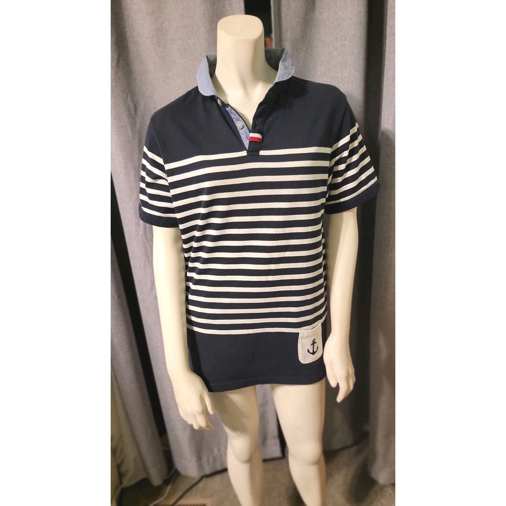 Nautical Anchor Blue And White Striped Short Sleeve Women's M Nades‎ Studio